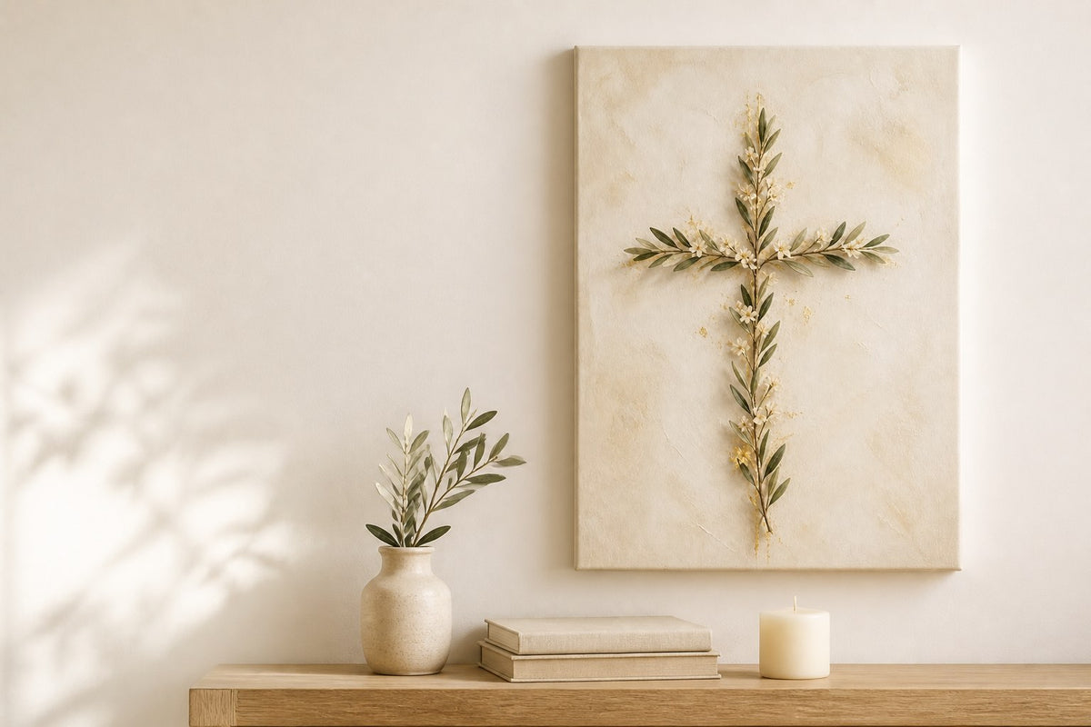 Faith Wall Decor — canvas wall art in a styled American room