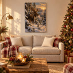 Moose in Snowy Pines Christmas Wall Art