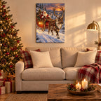 Santa's Sleigh and Reindeer Christmas Wall Art