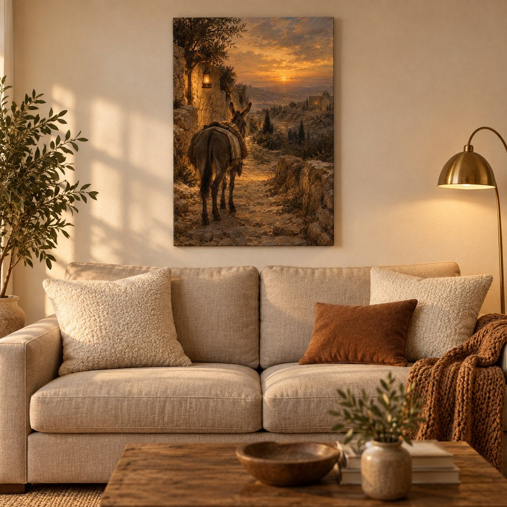 Donkey on the Road to Bethlehem Christmas Wall Art