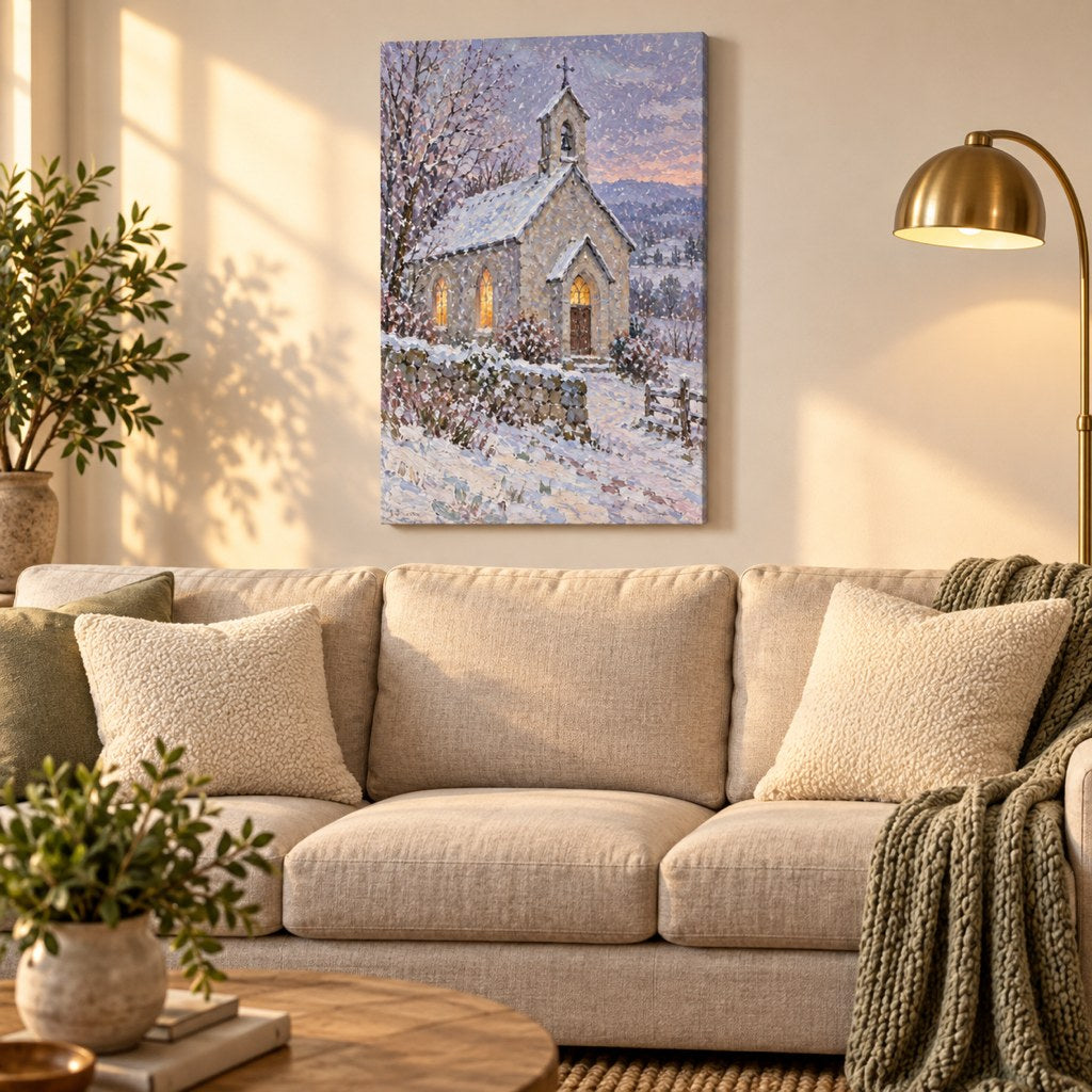 Country Chapel in the Snow Wall Art