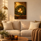 Evergreen Wreath Candlelight Wall Art