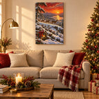 Deer on the Sunset Ridge Christmas Wall Art