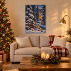 Snowy Pines and Warm Window Christmas Wall Art