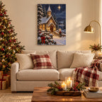 Snowy Chapel and Star Christmas Wall Art