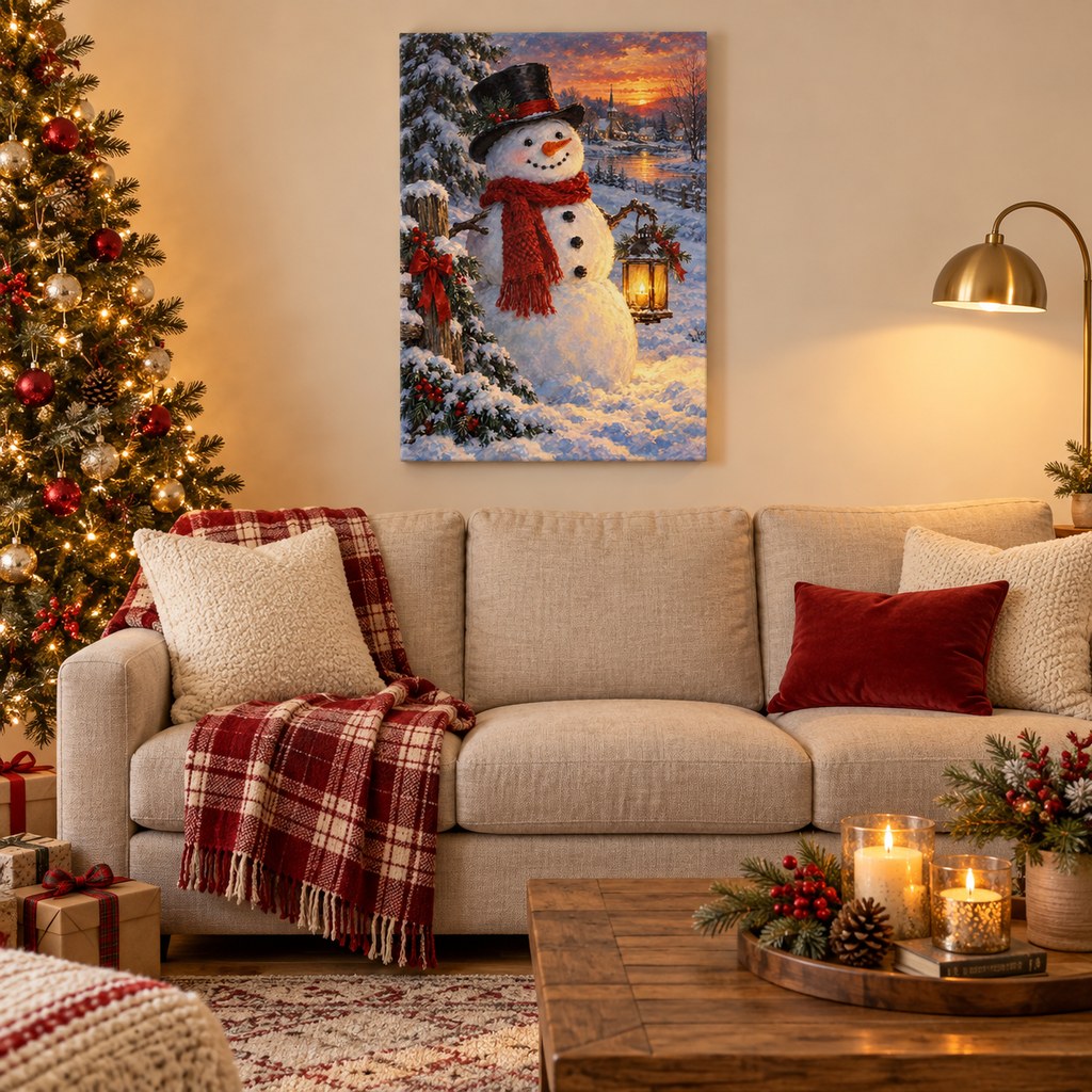 Vintage Snowman Christmas Wall Art