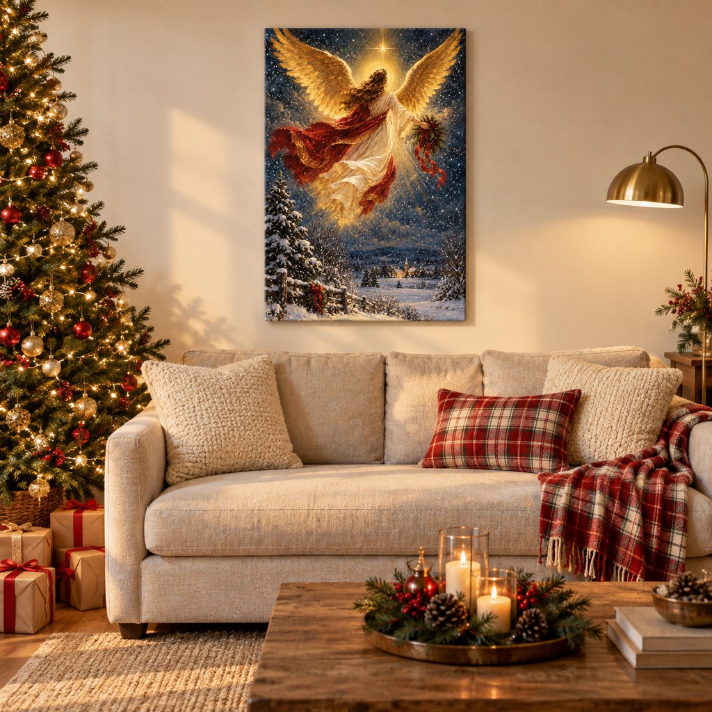 Angel in the Snow Christmas Wall Art