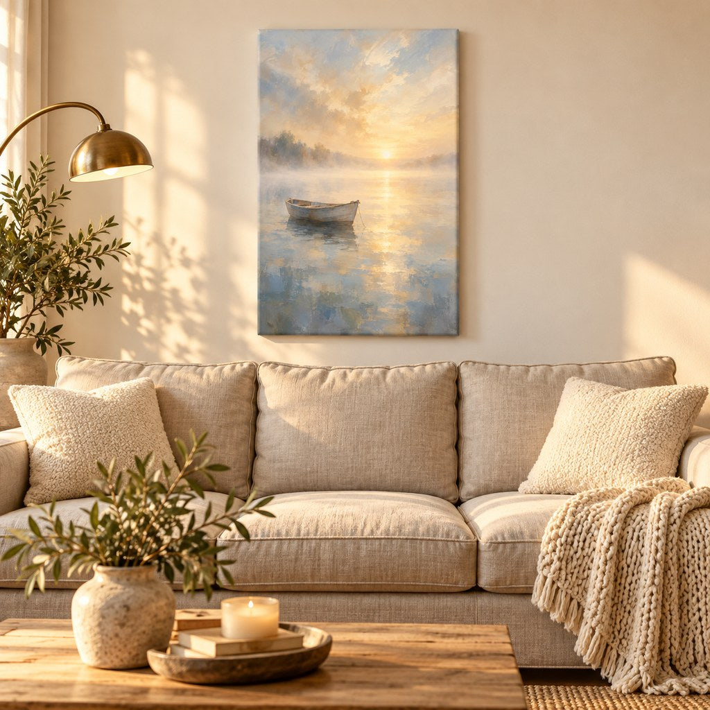 Rowboat in Morning Mist Wall Art
