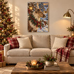 Reindeer with Wreath Christmas Wall Art
