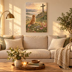 Golden Retriever and the Cross Christian Wall Art