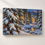 Winter Pines Window Landscape Christmas Wall Art — gallery-wrapped canvas print