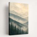 Misty Forest Ridges Landscape Wall Art - unframed gallery-wrapped canvas shown at an angle revealing the wrapped edge