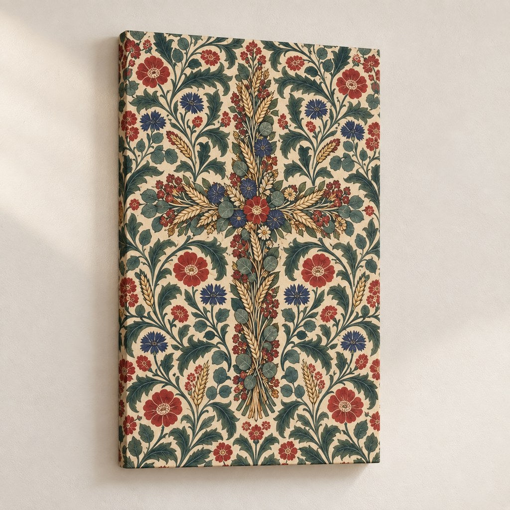 Wildflower Cross Block Print Christian Wall Art — gallery-wrapped canvas print