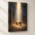 Light Over the Manger Christmas Wall Art — gallery-wrapped canvas print