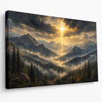 Shepherd's Light Mountain Christian Wall Art - unframed gallery-wrapped canvas shown at an angle revealing the wrapped edge