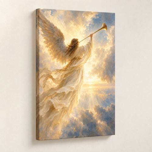 Angel with Trumpet Christmas Wall Art — gallery-wrapped canvas print