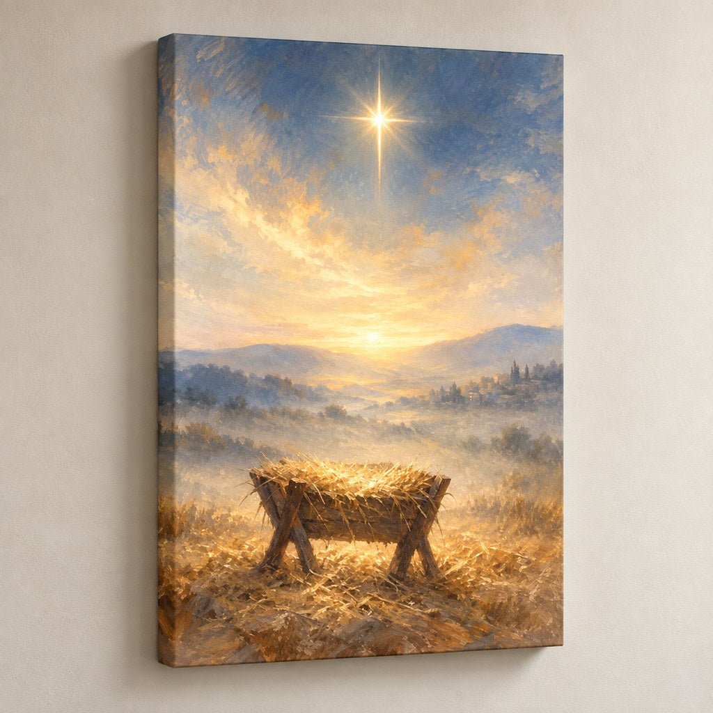 Star Over the Manger Christian Wall Art — gallery-wrapped canvas print
