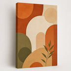 Terracotta Arches Boho Abstract Wall Art - unframed gallery-wrapped canvas shown at an angle revealing the wrapped edge