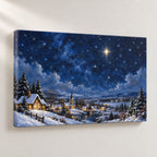 Silent Night Starry Village Landscape Christmas Wall Art — gallery-wrapped canvas print