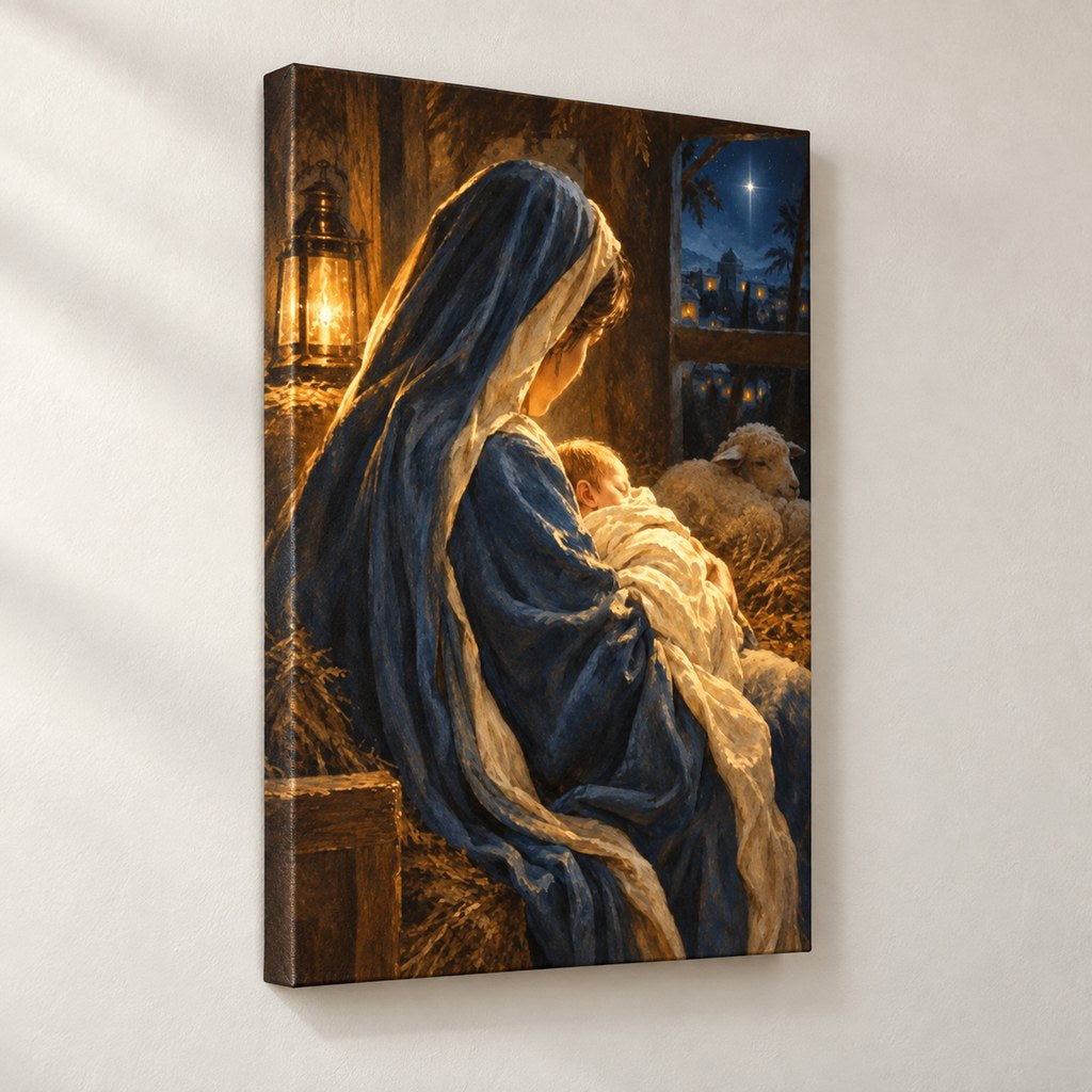 Madonna and Child Christmas Wall Art — gallery-wrapped canvas print