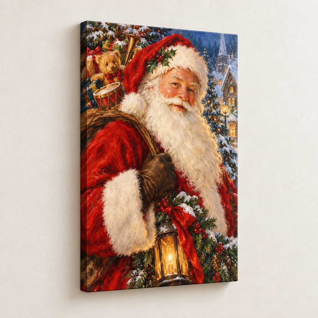Vintage Santa Claus Christmas Wall Art — gallery-wrapped canvas print