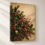 Holly and Berries Christmas Wall Art — gallery-wrapped canvas print