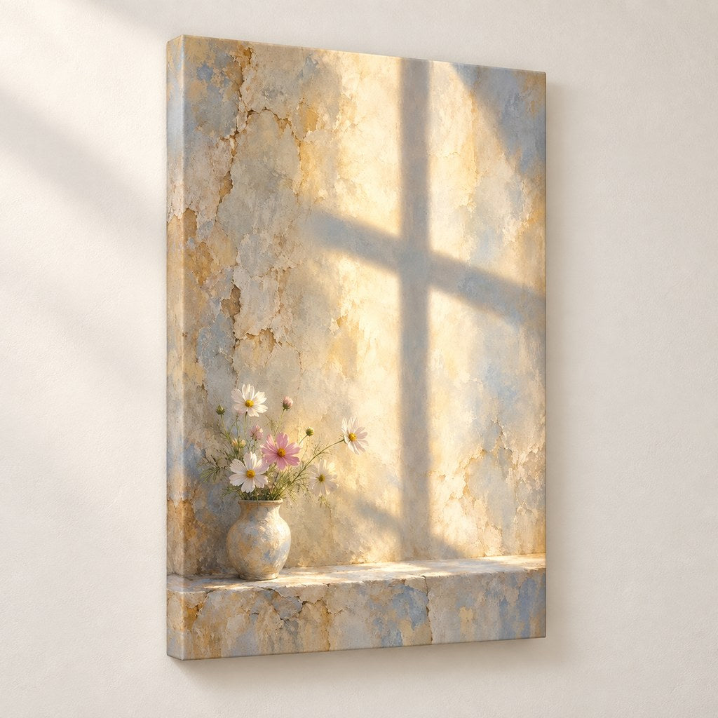 Window Light Cross Christian Wall Art — gallery-wrapped canvas print