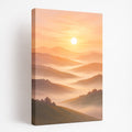 Sunrise Over Hills Minimalist Wall Art - unframed gallery-wrapped canvas shown at an angle revealing the wrapped edge