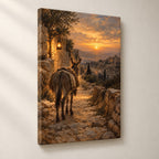 Donkey on the Road to Bethlehem Christmas Wall Art — gallery-wrapped canvas print