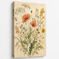 Vintage Wildflower Botanical Wall Art - unframed gallery-wrapped canvas shown at an angle revealing the wrapped edge