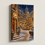 Christmas Village Night Wall Art — gallery-wrapped canvas print