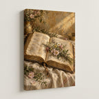 Bible and Wildflowers Morning Christian Wall Art — gallery-wrapped canvas print