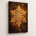 Golden Snowflake Christmas Wall Art — gallery-wrapped canvas print