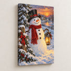 Vintage Snowman Christmas Wall Art — gallery-wrapped canvas print