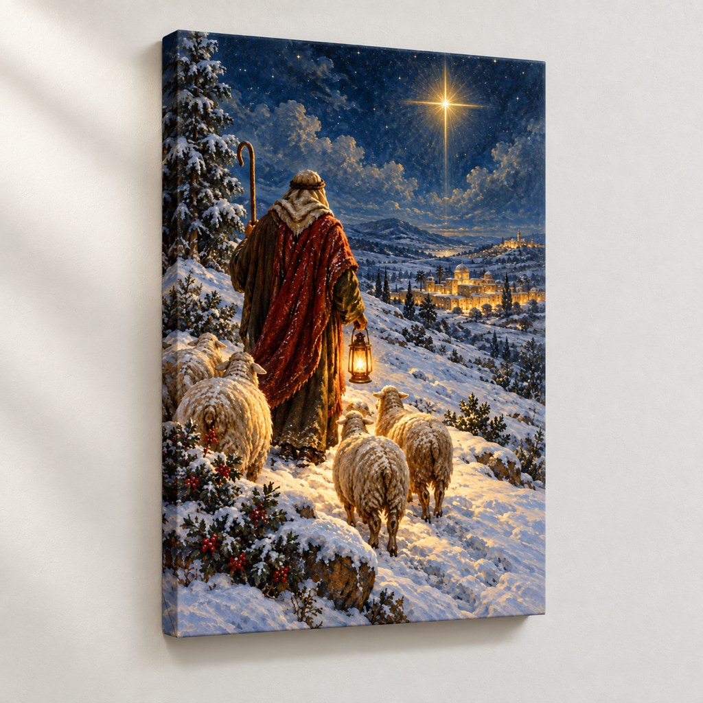Shepherd's Night Christmas Wall Art — gallery-wrapped canvas print