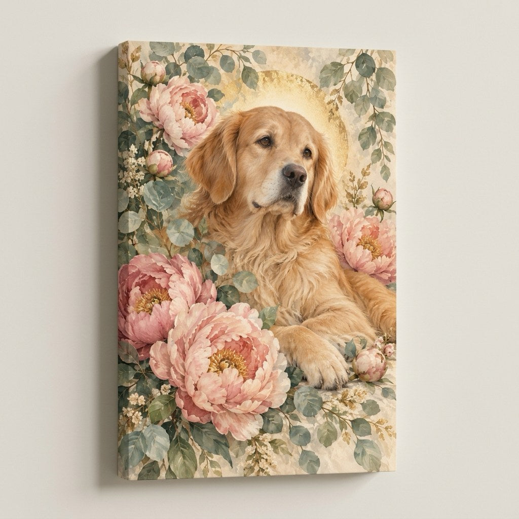 Guardian's Garden Christian Dog Wall Art — gallery-wrapped canvas print