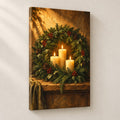 Evergreen Wreath Candlelight Wall Art — gallery-wrapped canvas print