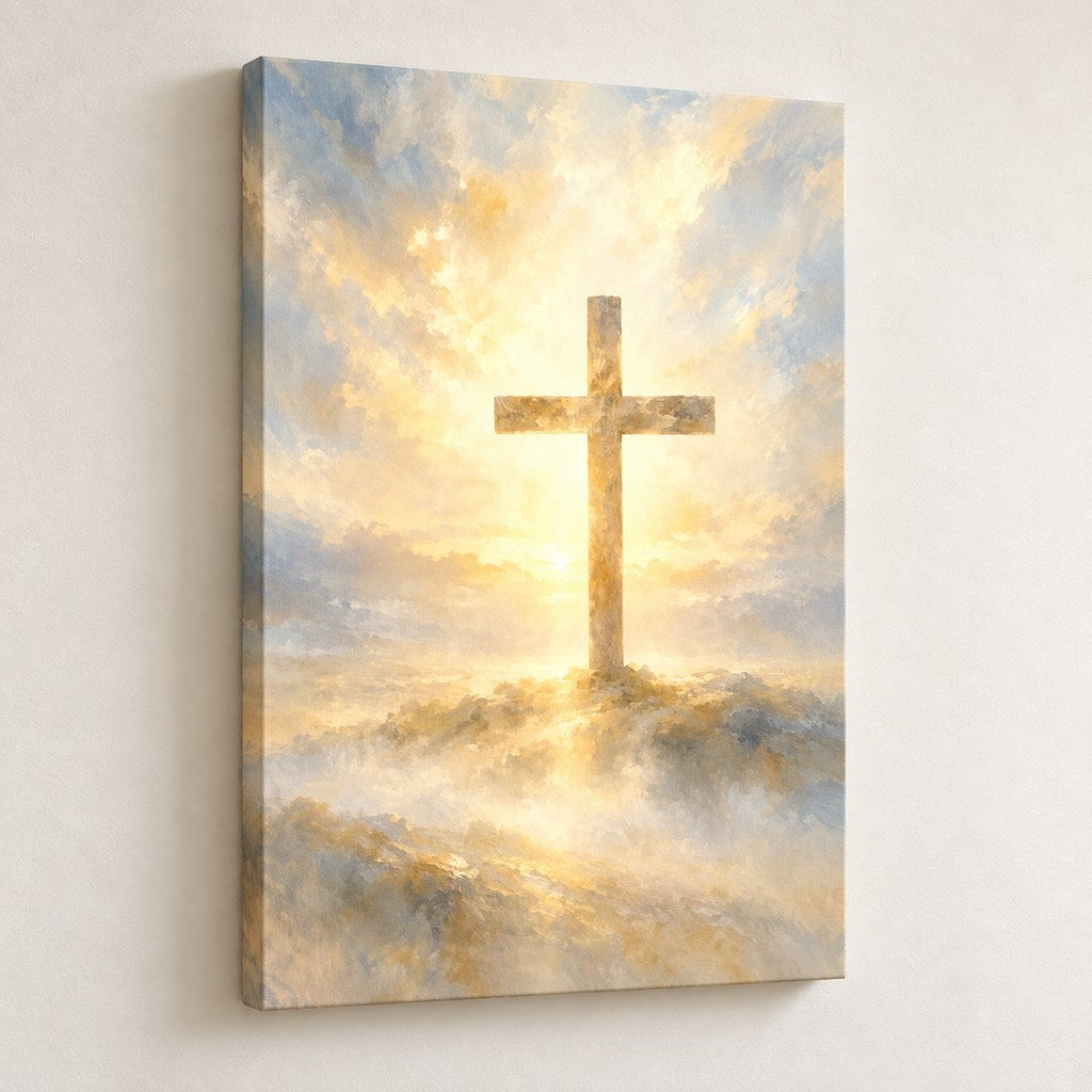 Cross in the Light Christian Wall Art — gallery-wrapped canvas print