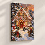 Gingerbread House Christmas Wall Art — gallery-wrapped canvas print