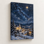 Silent Night Starry Village Christmas Wall Art — gallery-wrapped canvas print