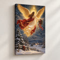 Angel in the Snow Christmas Wall Art — gallery-wrapped canvas print