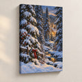 Snowy Pines and Warm Window Christmas Wall Art — gallery-wrapped canvas print