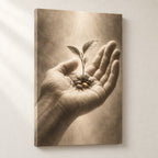 Seed in Hand Christian Wall Art — gallery-wrapped canvas print