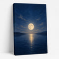 Moonlit Lake Bedroom Wall Art - unframed gallery-wrapped canvas shown at an angle revealing the wrapped edge