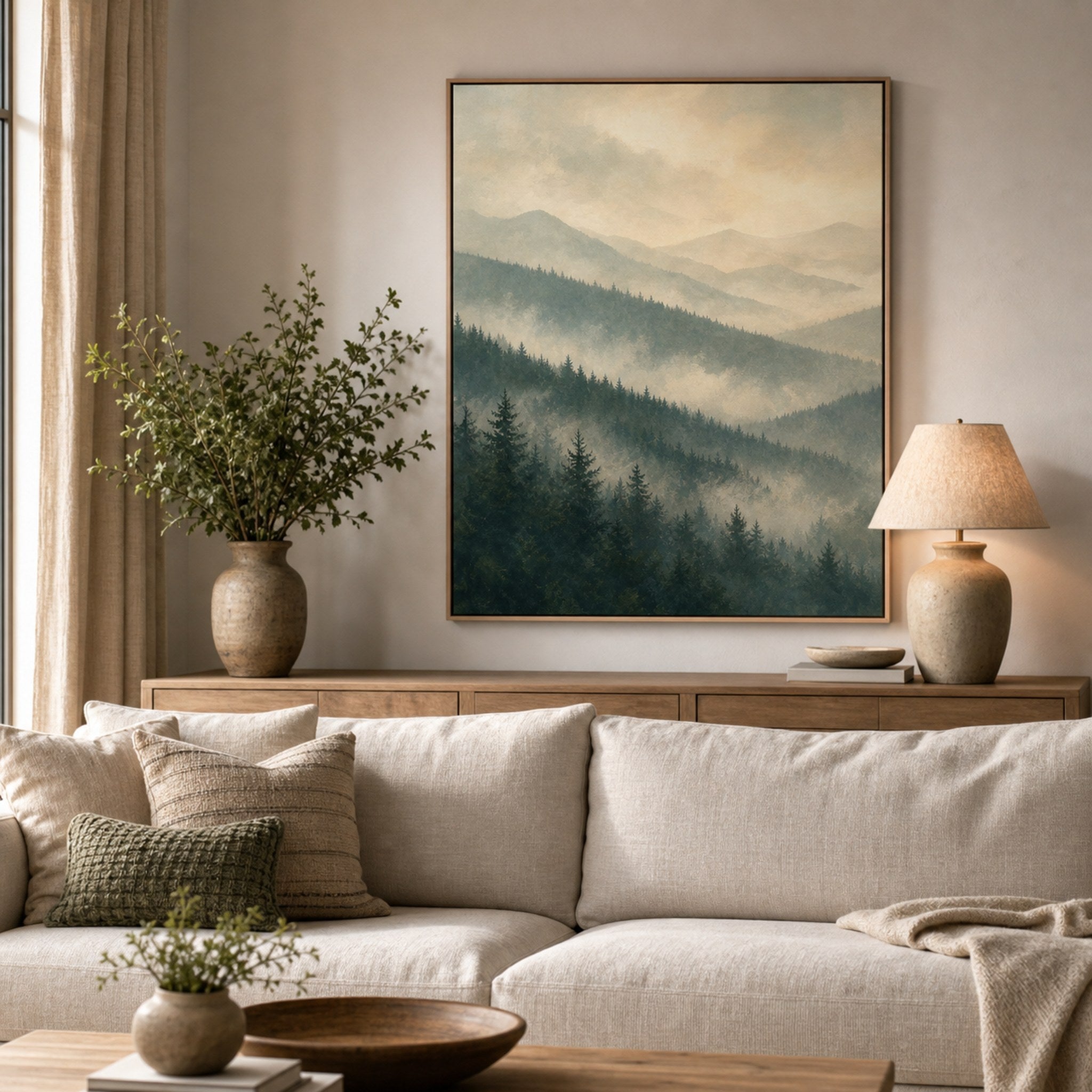 Misty Forest Ridges Landscape Wall Art