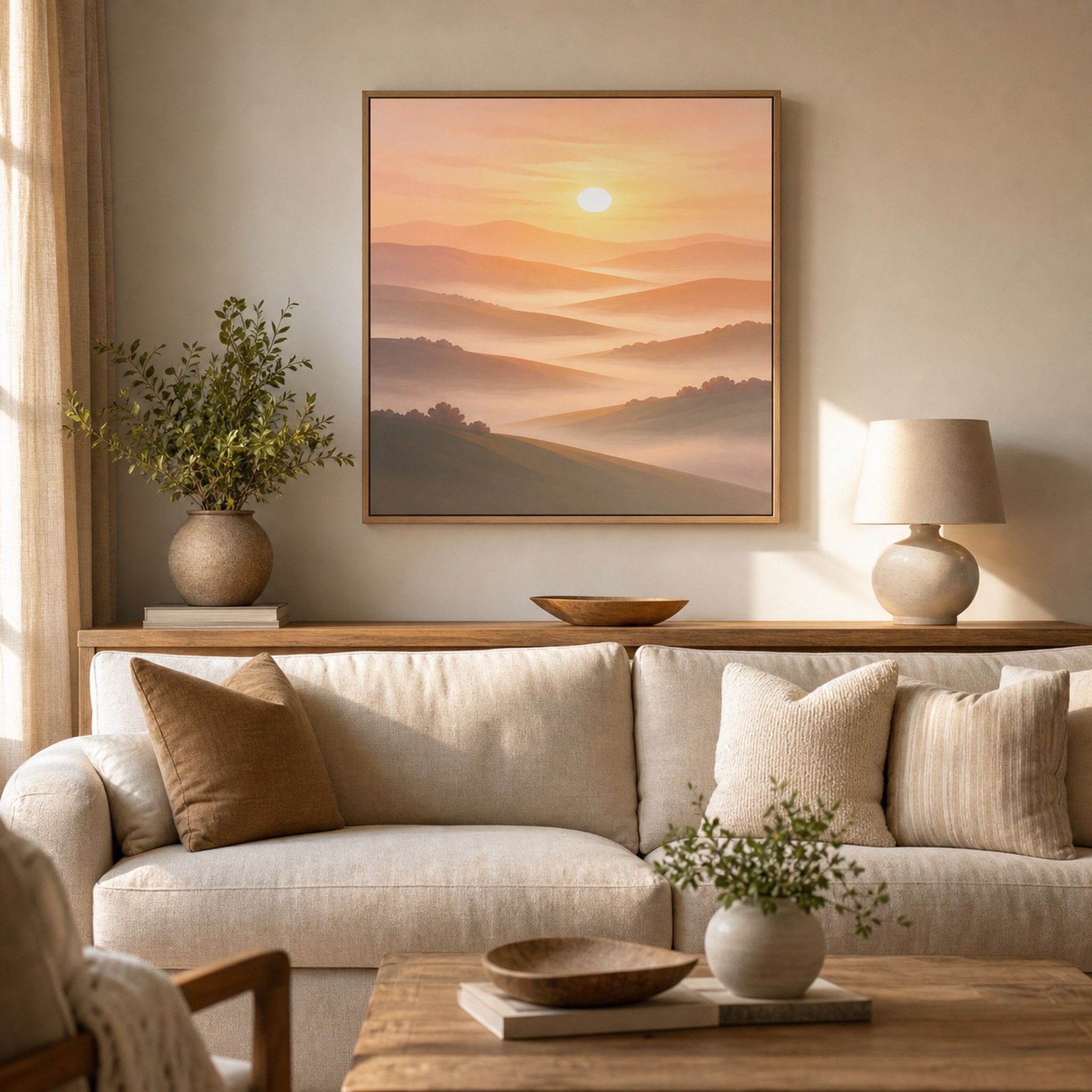 Sunrise Over Hills Minimalist Wall Art