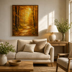 Golden Autumn Forest Path Wall Art