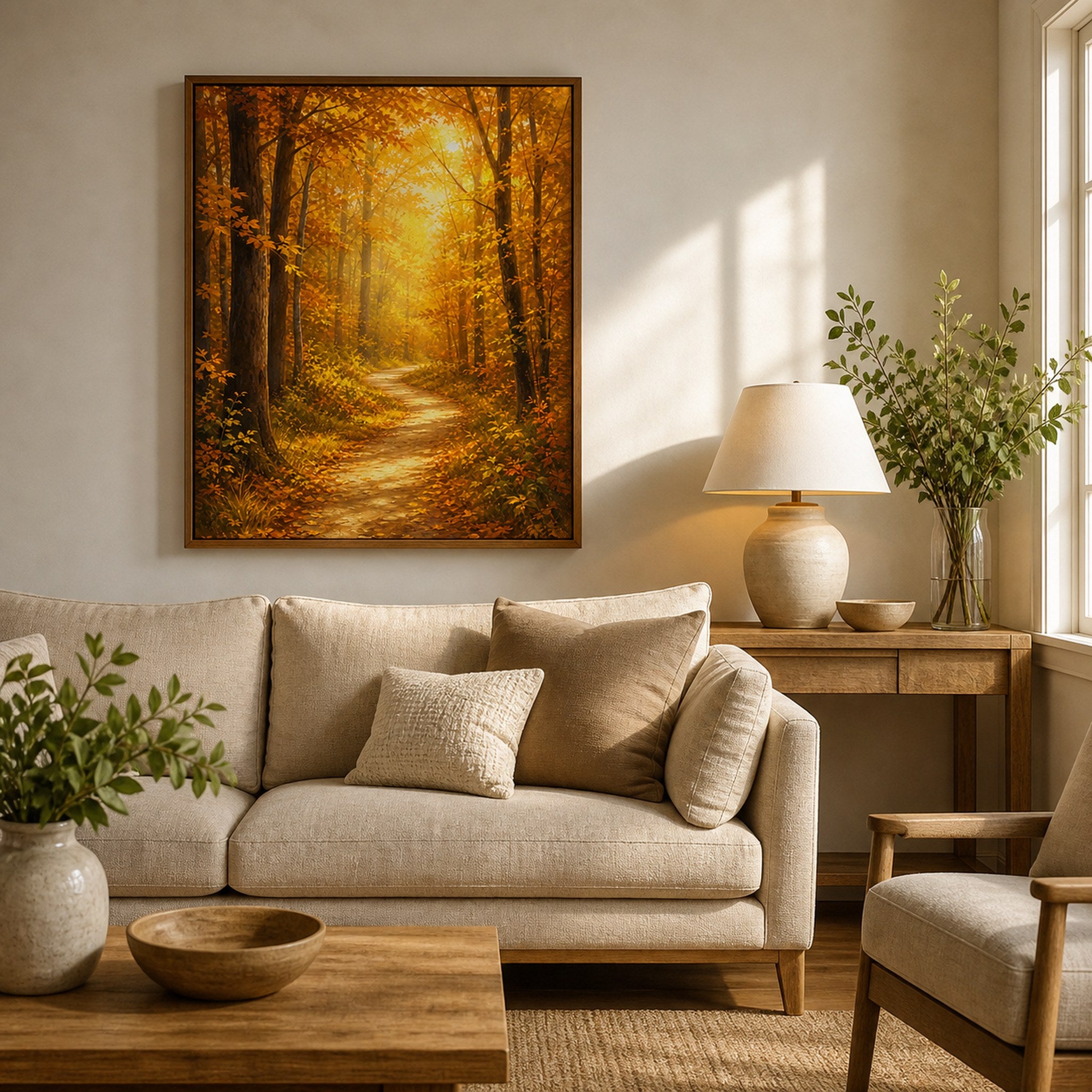 Golden Autumn Forest Path Wall Art