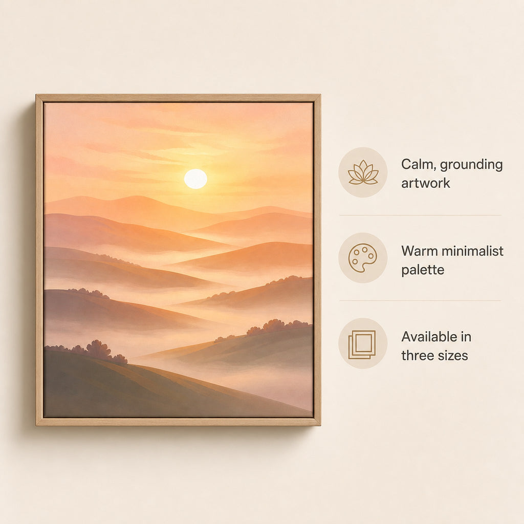 Sunrise Over Hills Minimalist Wall Art