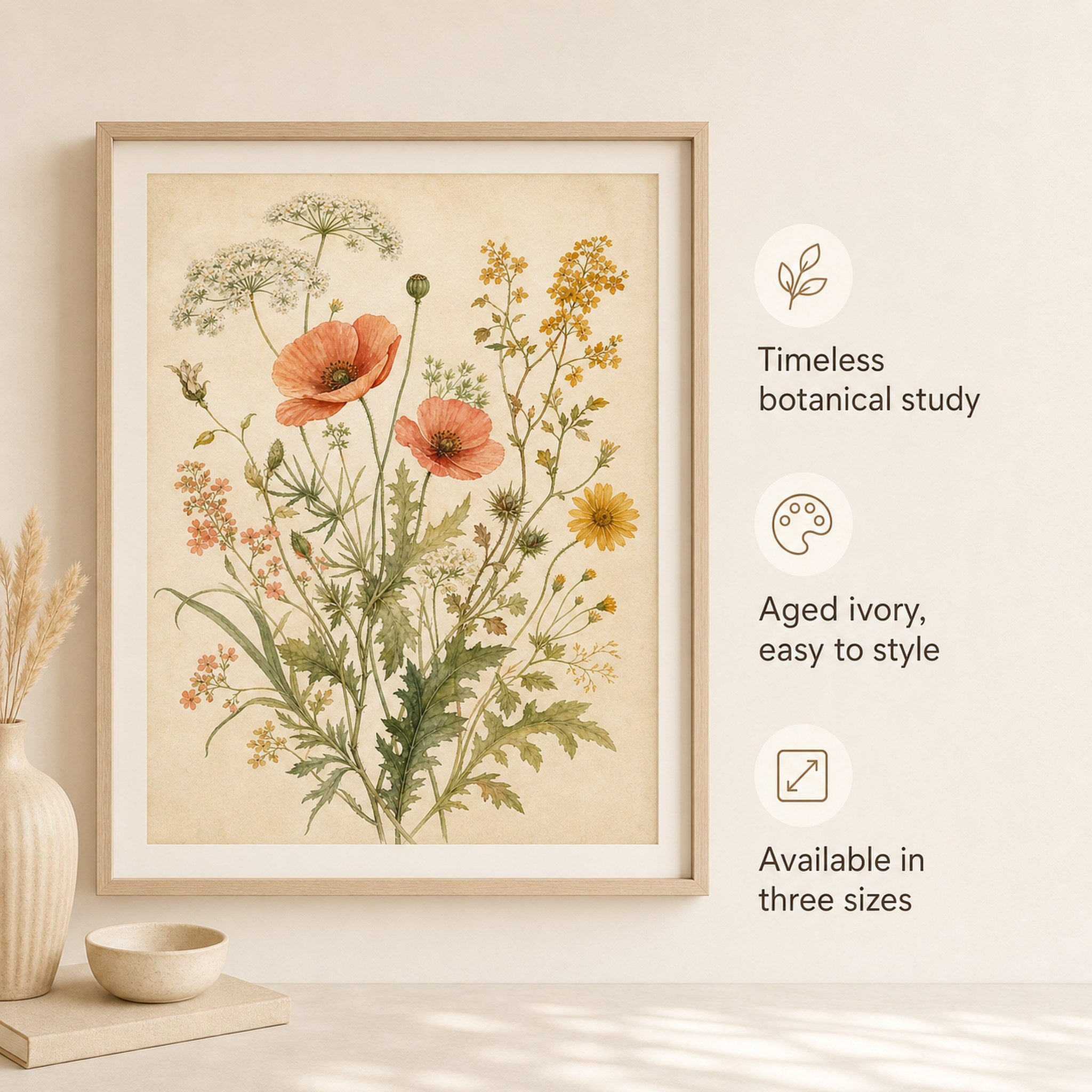Vintage Wildflower Botanical Wall Art